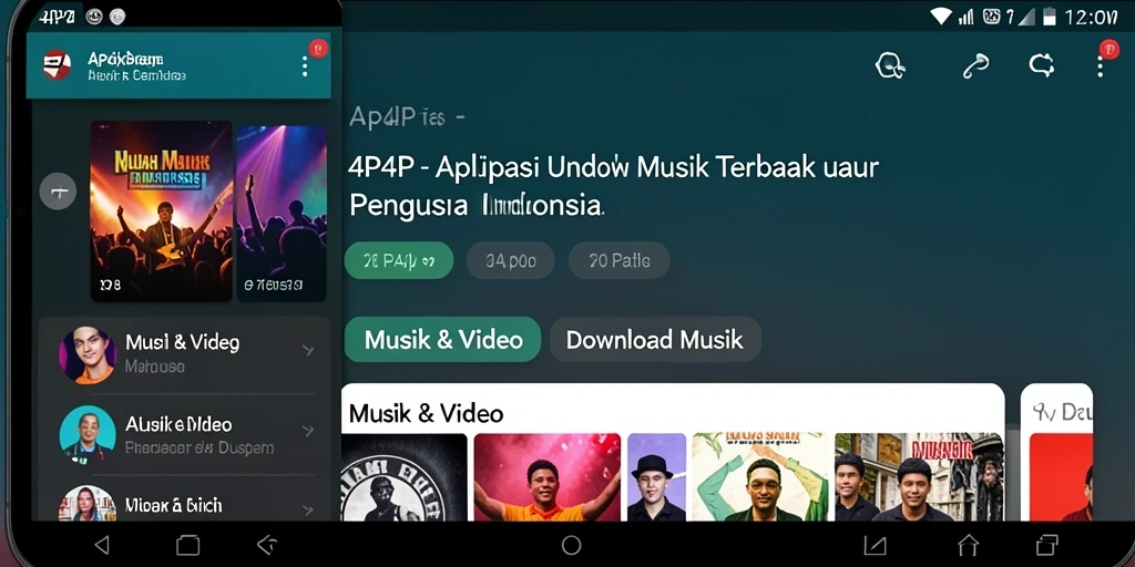 Tampilan antarmuka aplikasi 4P4P untuk Download Musik yang menarik.