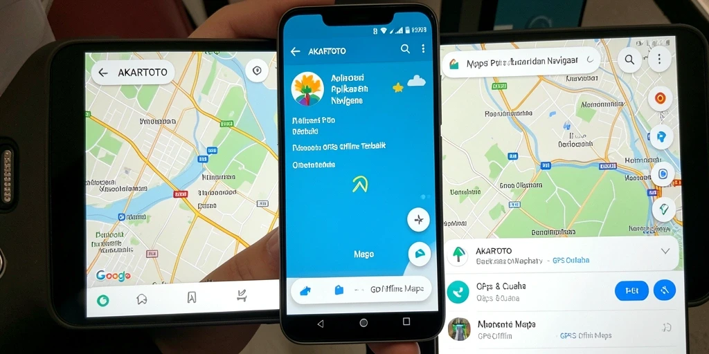 Tampilan antarmuka aplikasi AKARTOTO sebagai GPS Offline Maps.