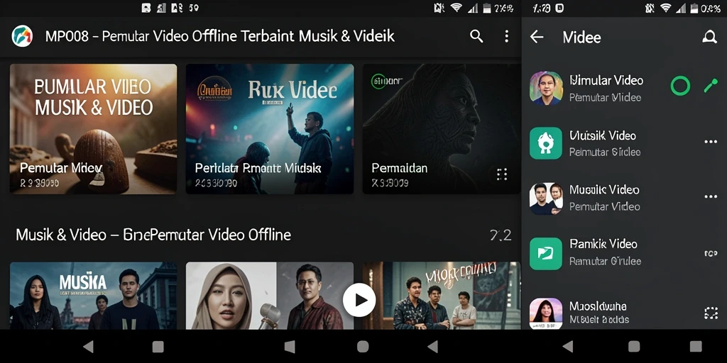 Antarmuka aplikasi MPO08 yang sederhana dan menarik untuk Pemutar Video Offline.
